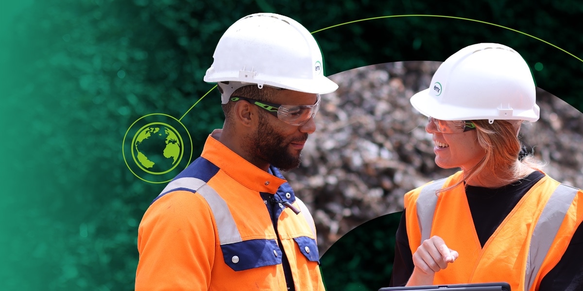 Talking at scrap metal pile